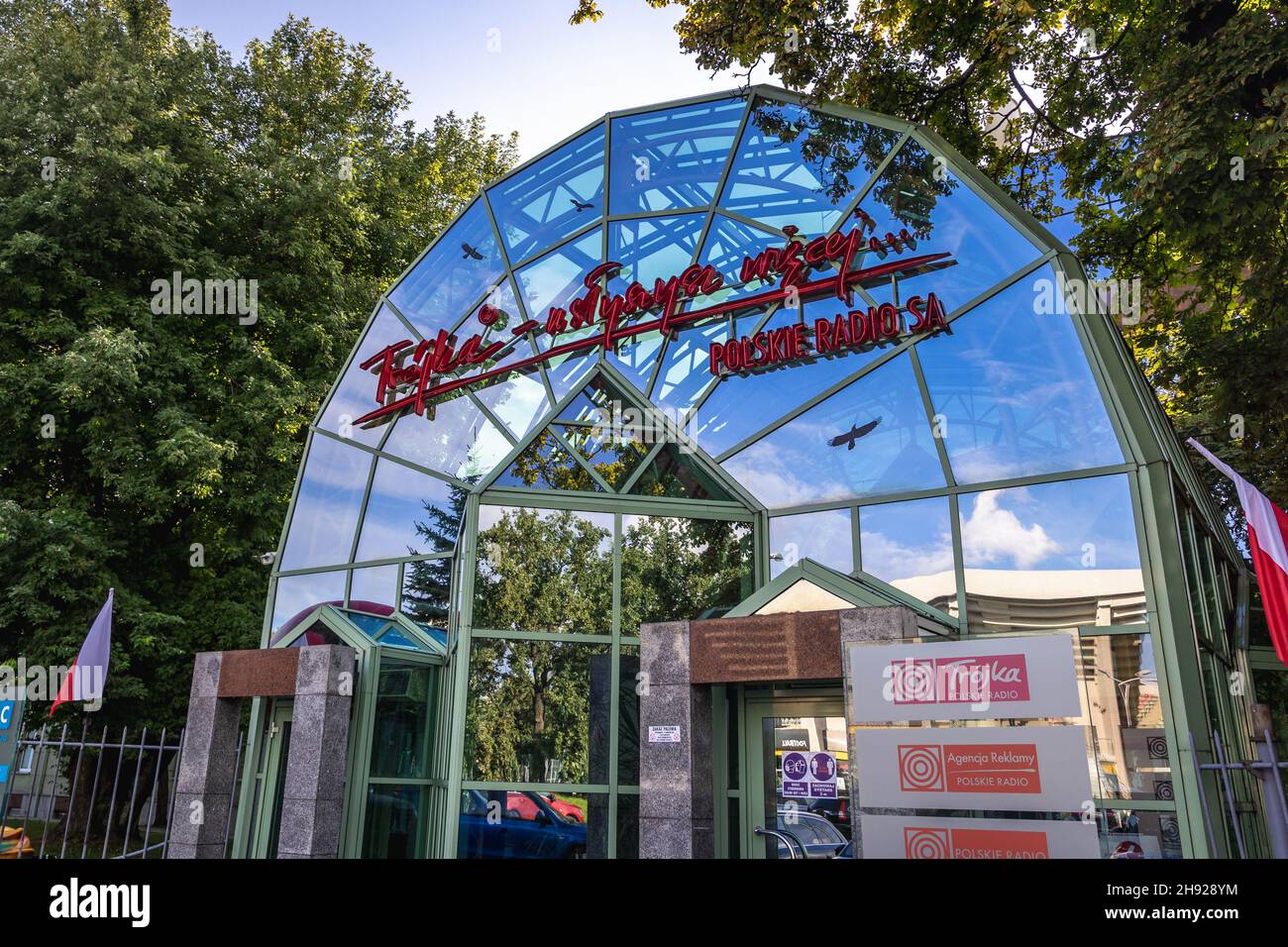 Sede del programma III della radio polacca e della radio polacca RDC in via Mysliwiecka a Varsavia, capitale della Polonia Foto Stock