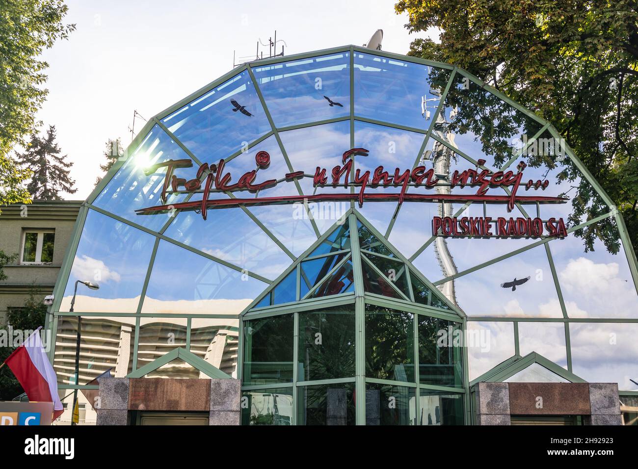 Sede del programma III della radio polacca e della radio polacca RDC in via Mysliwiecka a Varsavia, capitale della Polonia Foto Stock