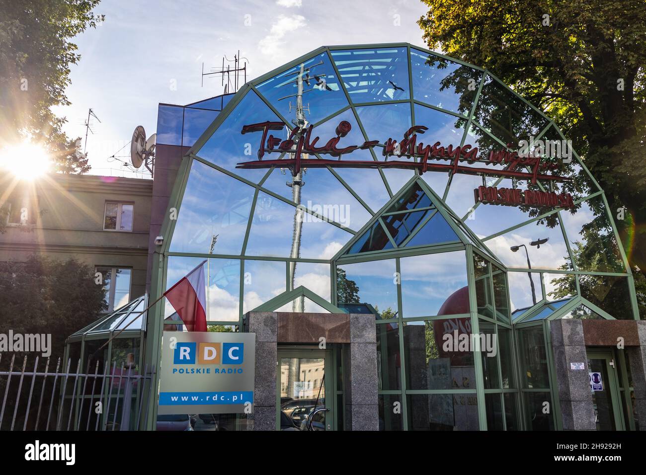 Sede del programma III della radio polacca e della radio polacca RDC in via Mysliwiecka a Varsavia, capitale della Polonia Foto Stock