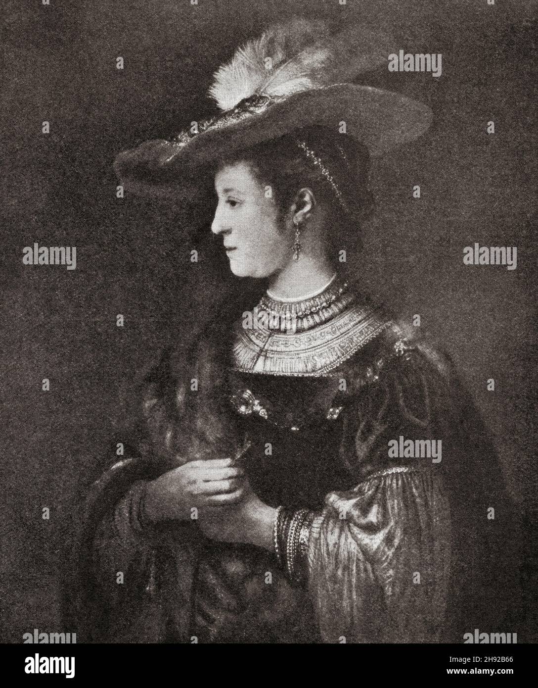 Saskia van Uylenburgh, 1612 – 1642. Moglie del pittore Rembrandt van Rijn. Dal mondo e sua moglie, pubblicato nel 1906 Foto Stock