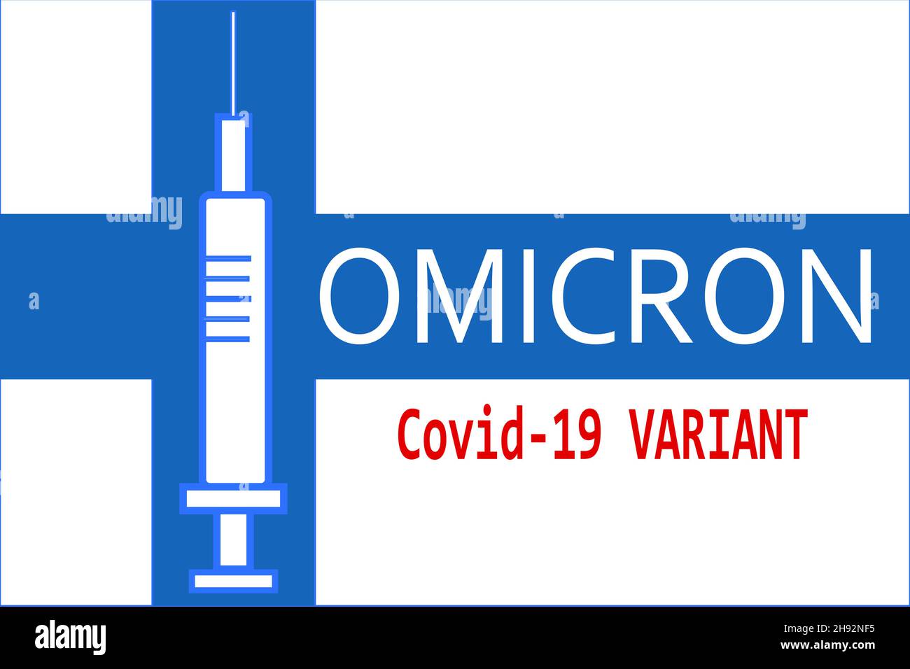 Illustrazione per la nuova variante COVID-19 Omicron in Finlandia, che, secondo L'OMS, presenta un rischio elevato. Foto Stock