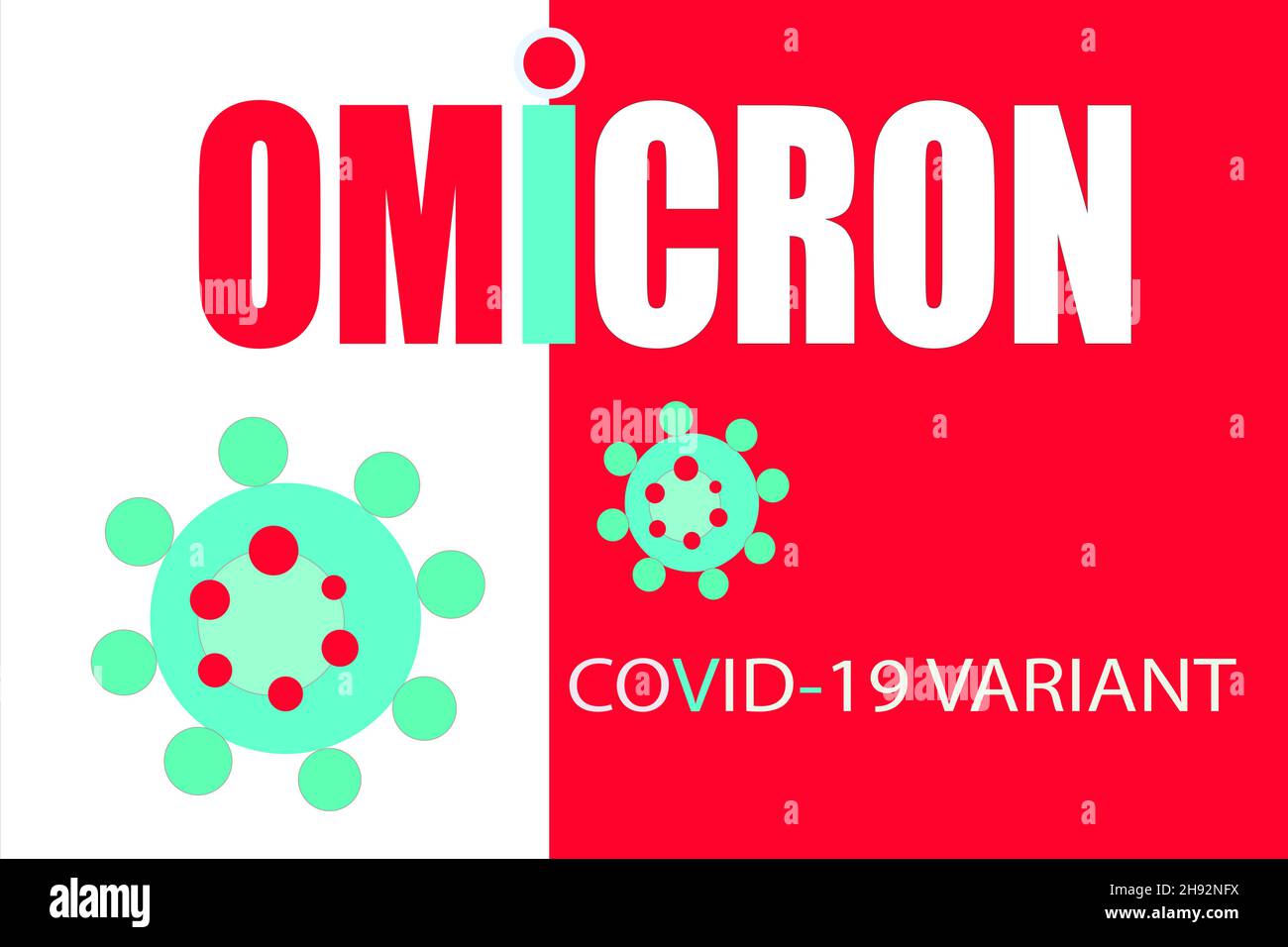 Illustrazione della nuova variante Omicron COVID-19, che, secondo L'OMS, presenta un rischio elevato. Foto Stock