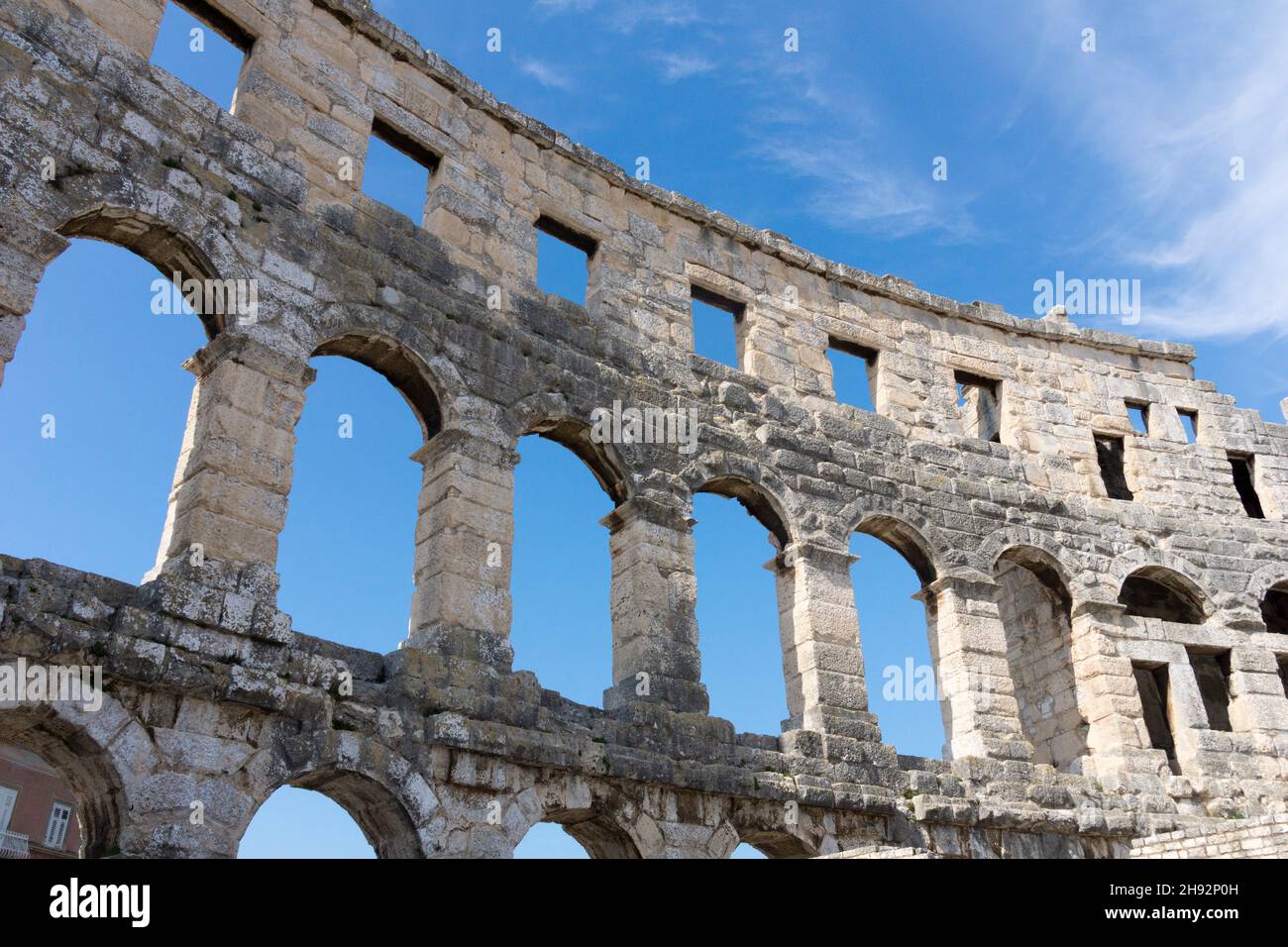 Antico Anfiteatro romano di Pola, Croazia Foto Stock