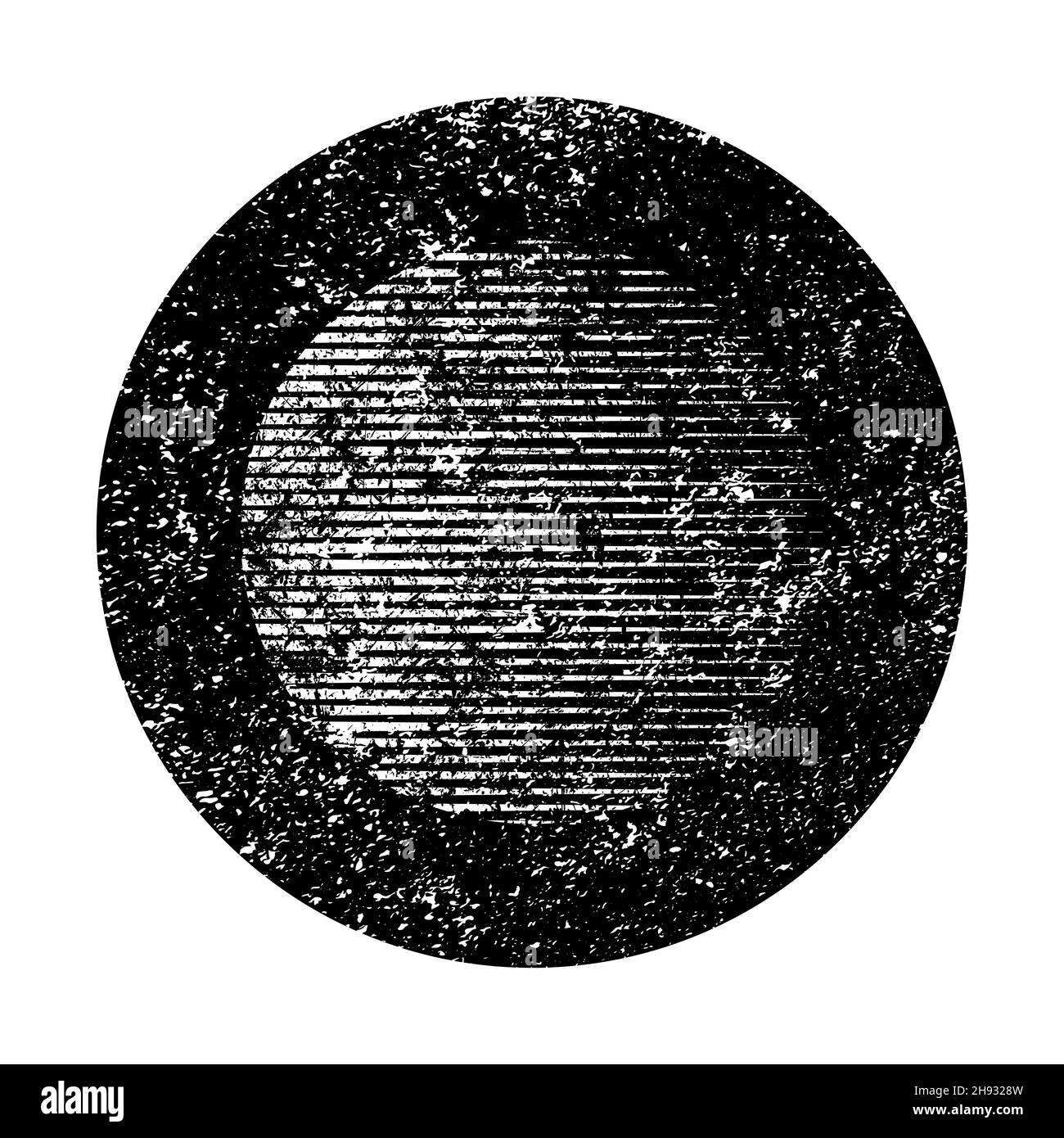 Triangoli a grunge bianchi in forma rotonda. Timbro con linee di velocità. Logo con linee veloci. Motivo grunge retrò. Elemento di progettazione per banner Illustrazione Vettoriale