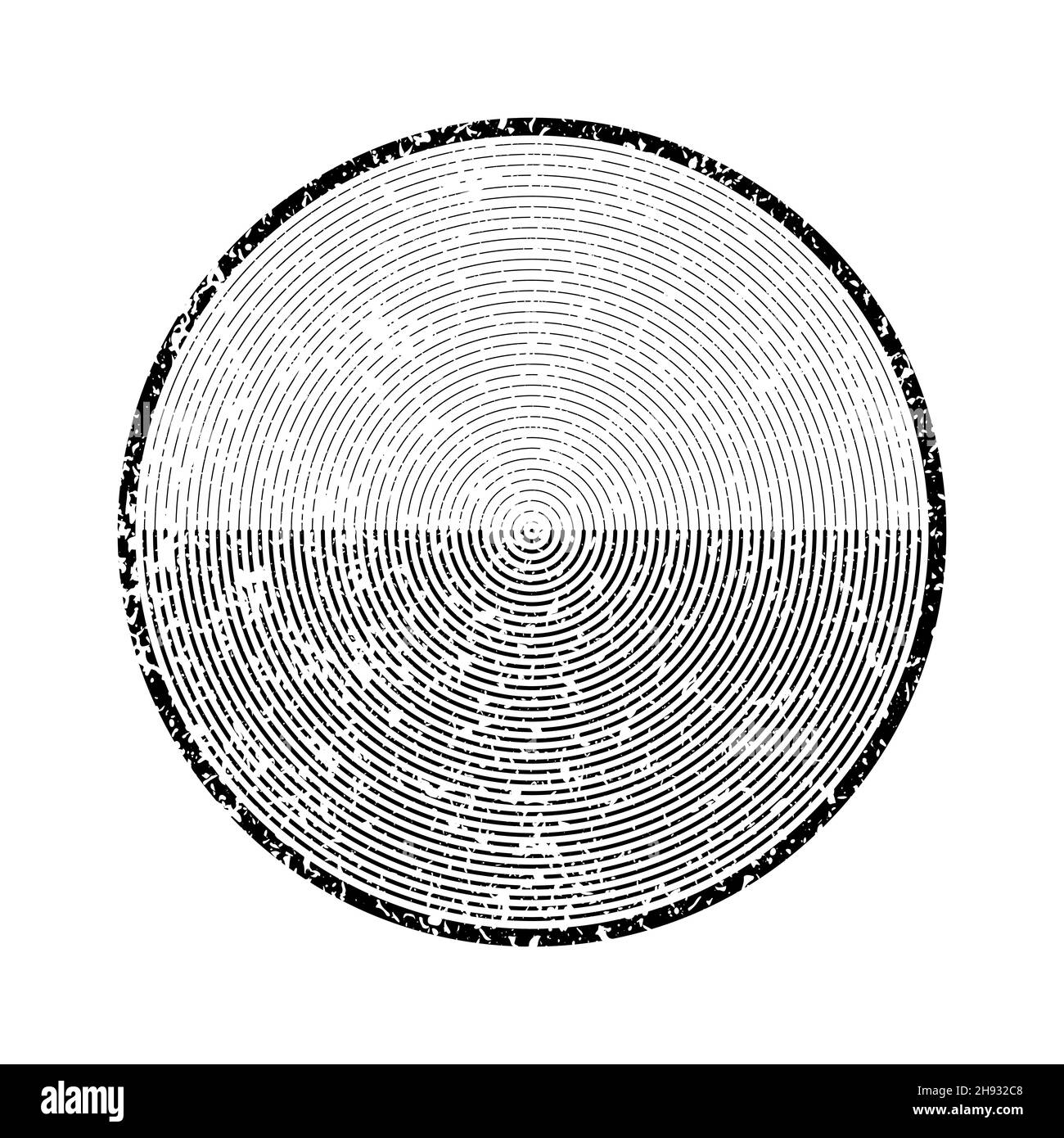 Linee radiali concentriche grunge astratte. Motivo grunge retrò. Elemento di design per banner, poster, effetto grungo, modello e sfondo Illustrazione Vettoriale