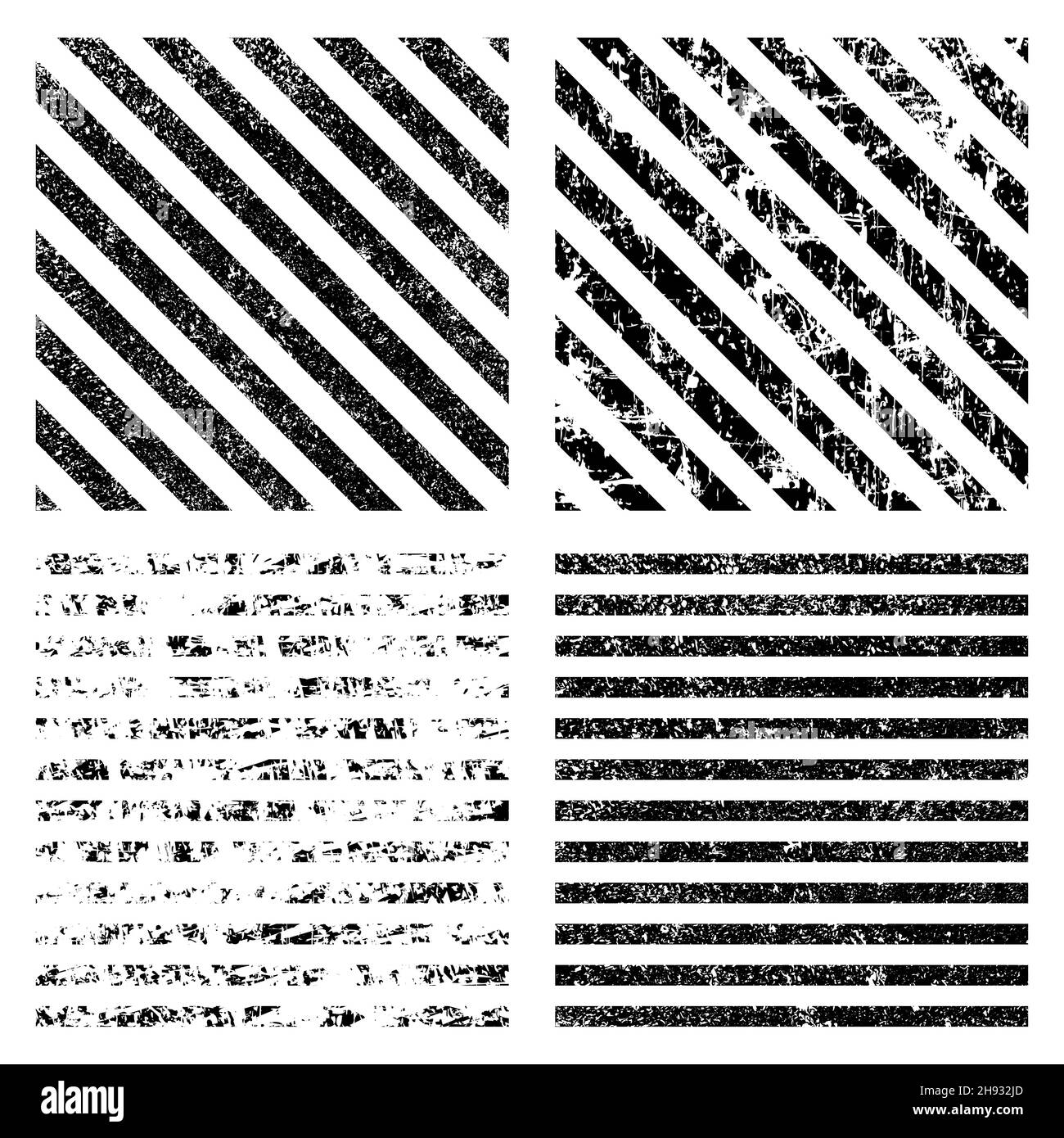 Set di strisce grunge nere. Tessuto di distress di macchie, macchie, inchiostro, punti, graffi. Elemento di design per pattern, effetto grungy, template, sfondo Illustrazione Vettoriale