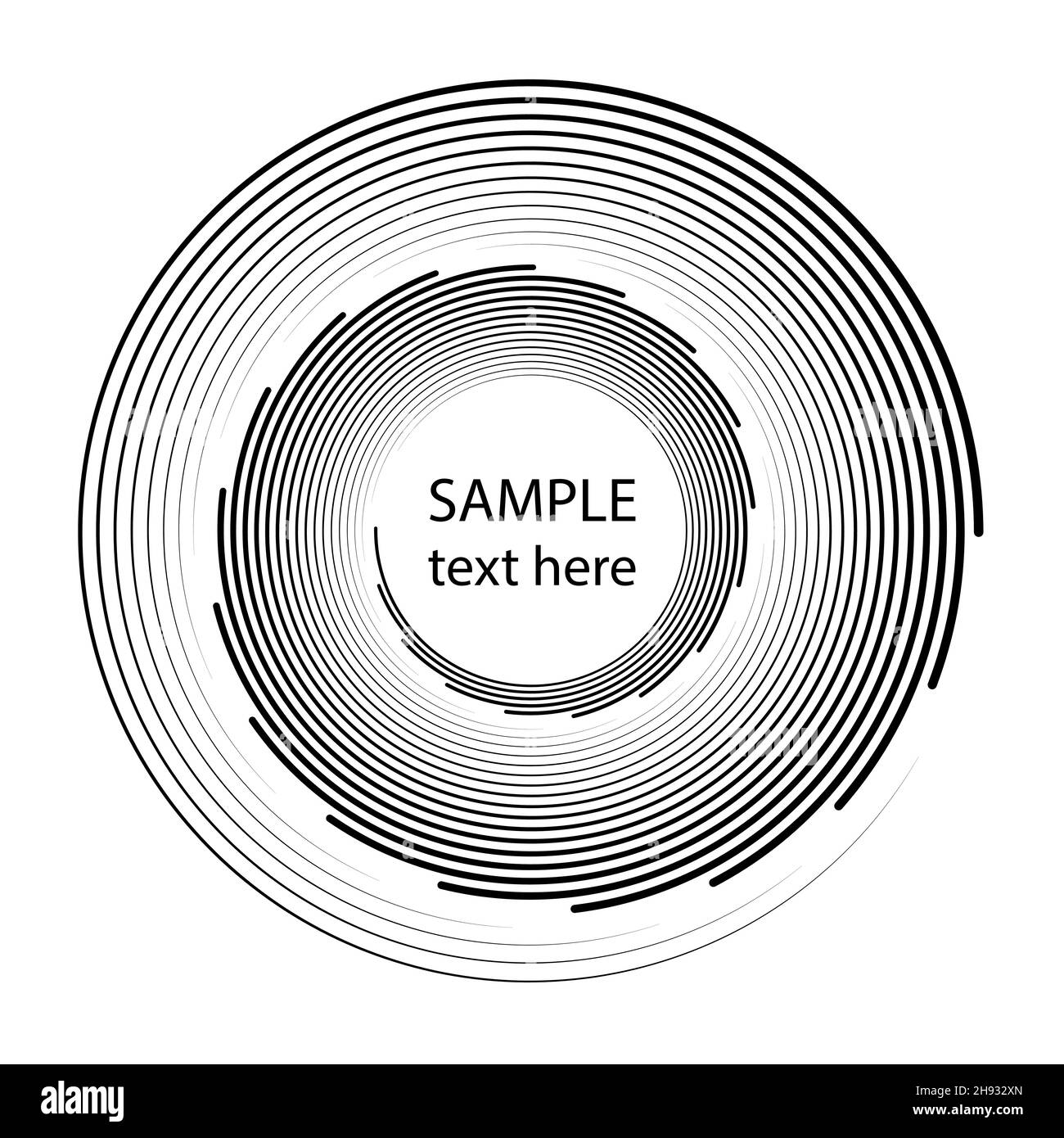 Linee di velocità vortex nere. Elemento di design alla moda per cornice, logo tecnologico rotondo, segno, simbolo, web, stampe, poster, modello, motivo, sfondo Illustrazione Vettoriale