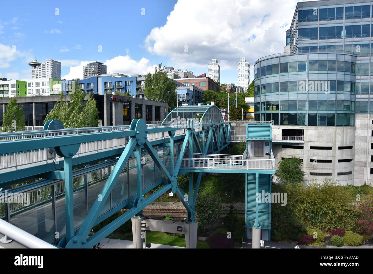 Lo skyline del lungomare di Seattle Foto Stock