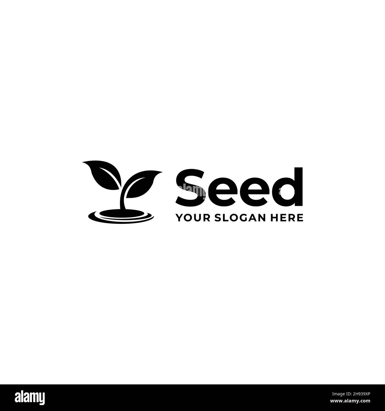 Foglie di seme minimalista foglie piante logo design Illustrazione Vettoriale