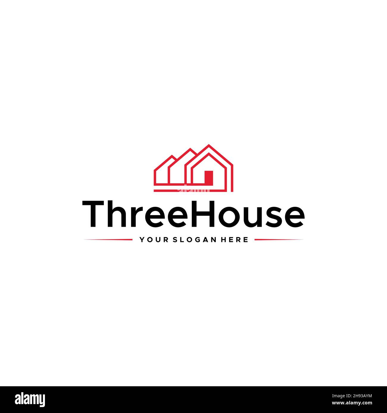 Edificio minimalista Threehouse con logo Illustrazione Vettoriale