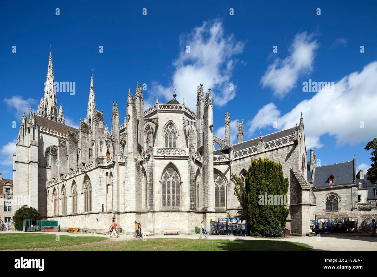 Cattedrale Saint-Corentin, città di Quimper, departament di Finisterre, regione della Bretagna, Francia Foto Stock