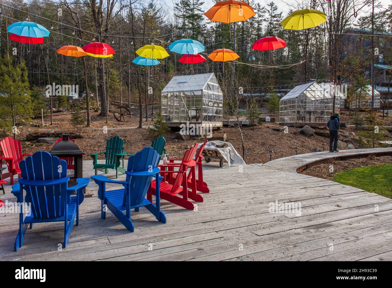 Wakefield Mills cascate resort e ristorante Wakefield Quebec Canada in inverno Foto Stock