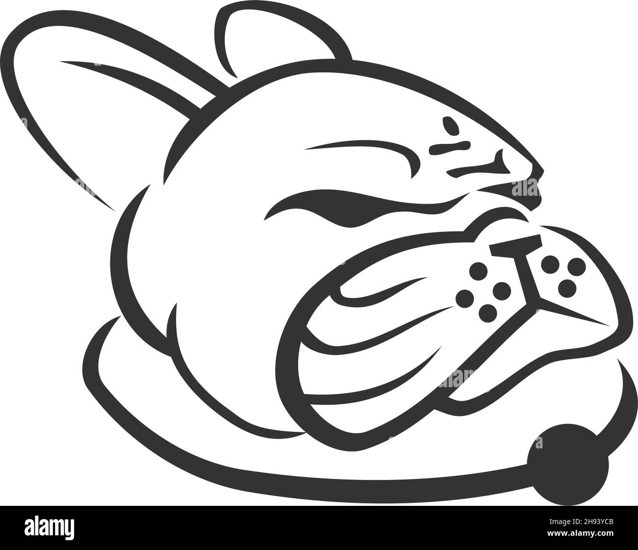 Testa francese Bulldog icona Illustrazione modello mascotte Illustrazione Vettoriale