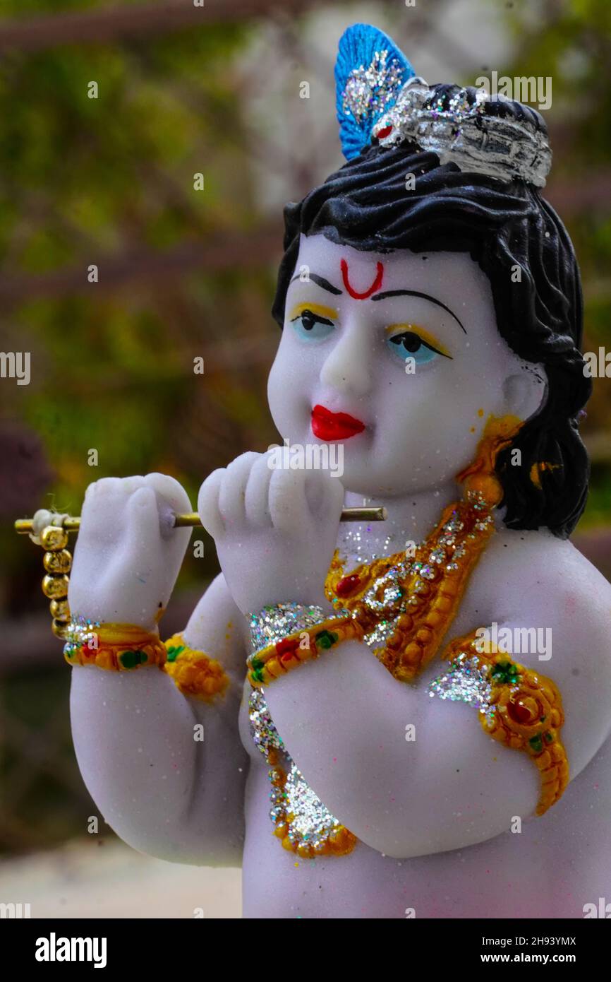 immagine della statua di krishna del bambino Foto Stock