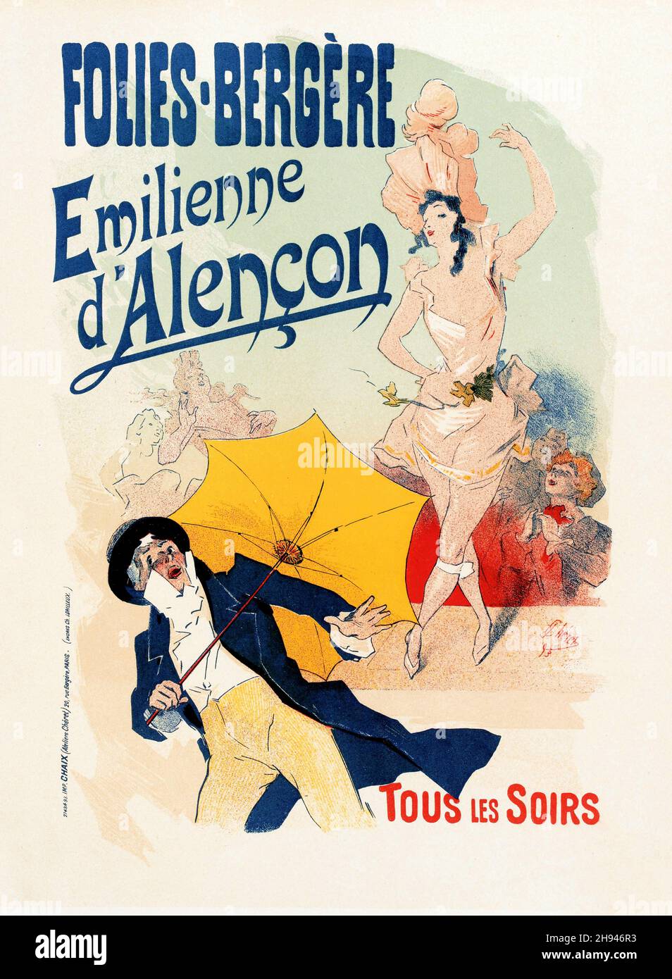 Folies-Bergere Emilienne d'Alencon. Poster di Jules Chéret (1836-1932). Francese. Foto Stock
