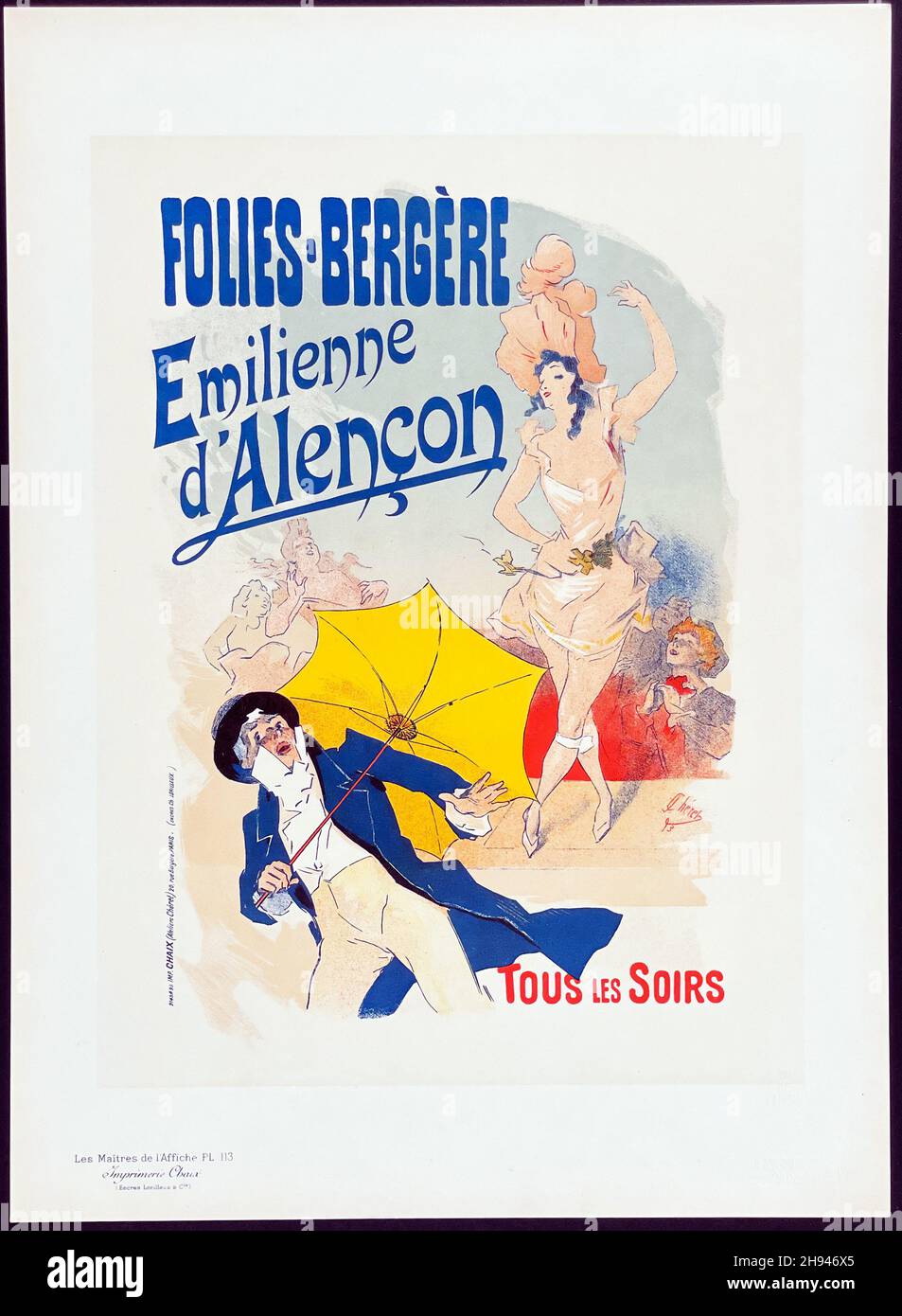 Folies-Bergere - Emilienne d'Alencon - Poster art di Jules Chéret (1836-1932). Francese. 1896. Foto Stock