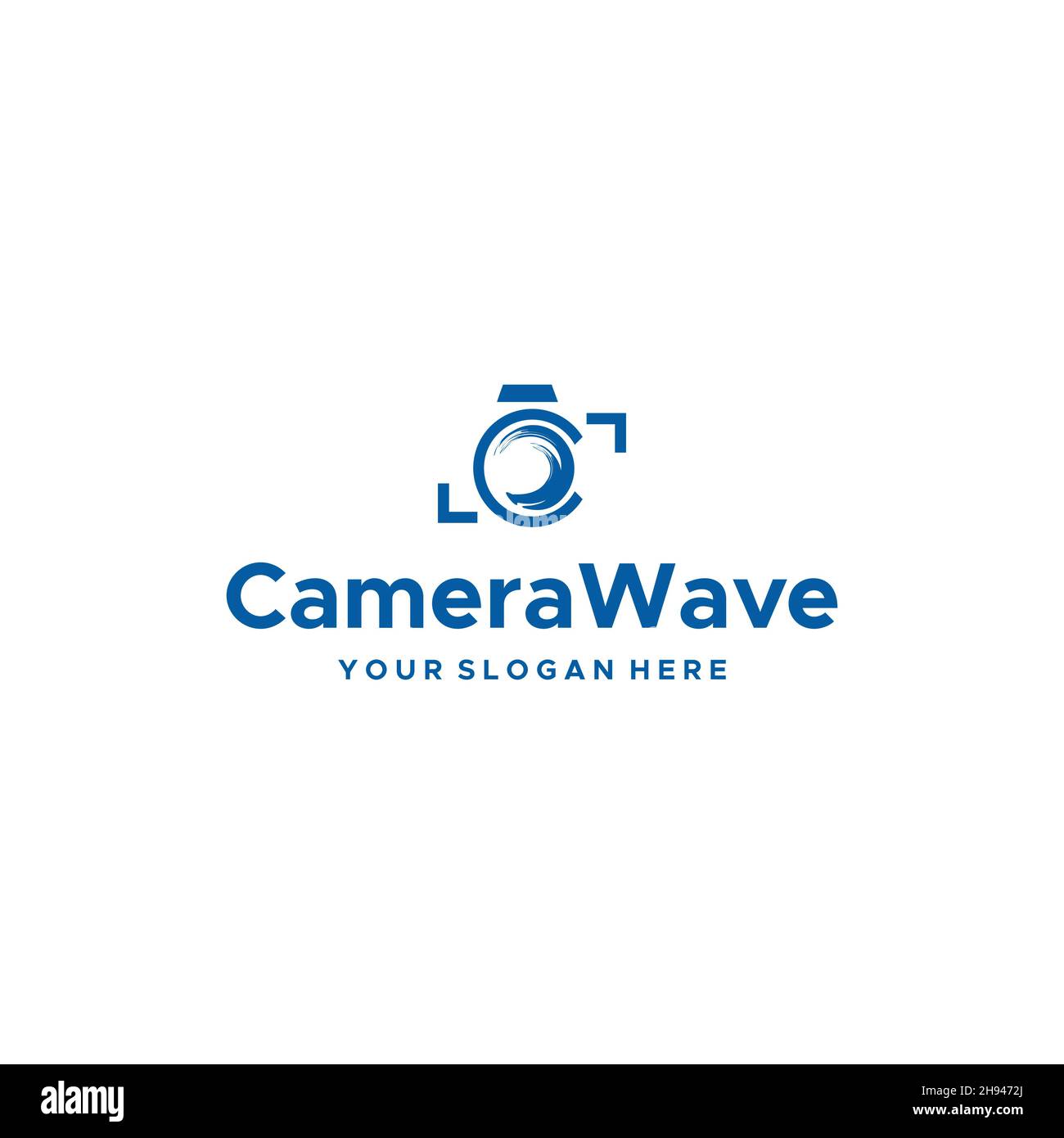 logo flat Letter Mark Initial C Camera Wave Illustrazione Vettoriale