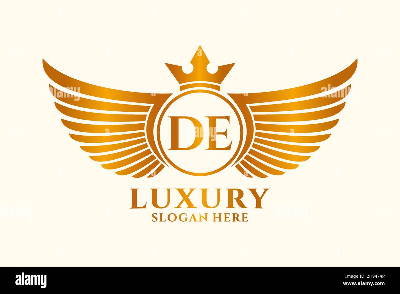 Luxury Royal Wing Letter DE crest Gold color Logo Vector, Victory logo ...