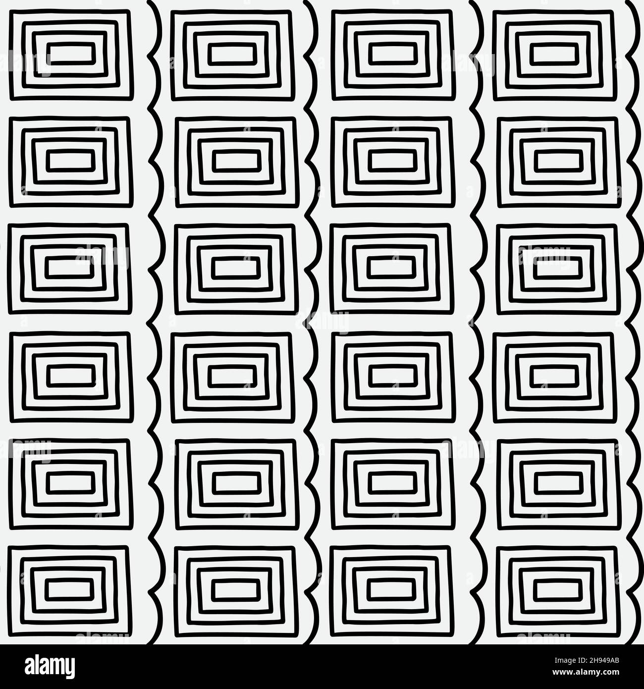 Disegno astratto a mano senza cuciture con quadretti, texture in bianco e nero. Illustrazione Vettoriale