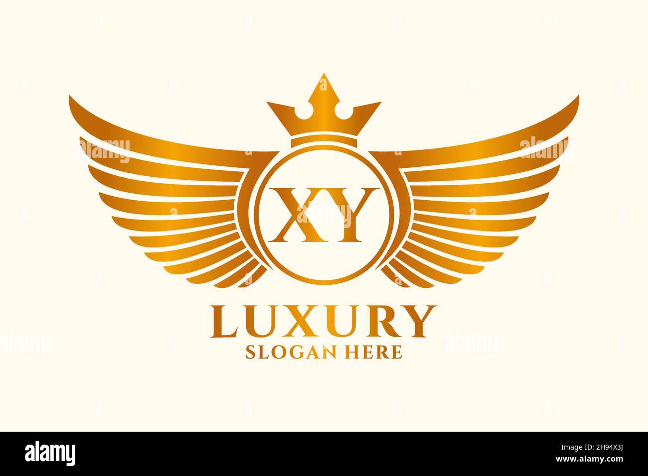 Luxury Royal Wing Letter XY crest Gold color Logo Vector, Victory logo, crest logo, wing logo, Vector logo . Illustrazione Vettoriale