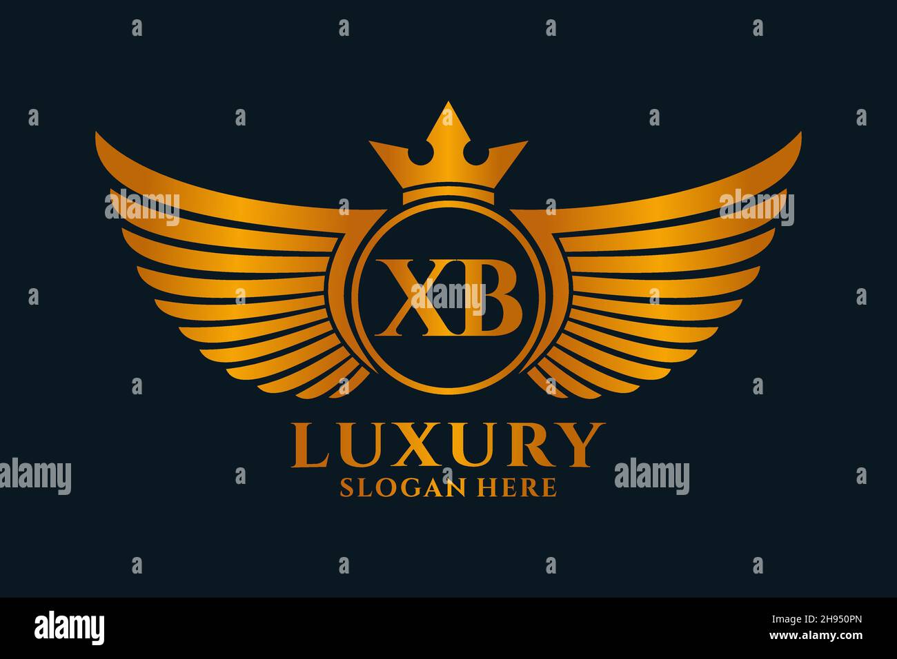 Luxury Royal Wing Letter XB crest Gold color Logo Vector, Victory logo, crest logo, wing logo, Vector logo . Illustrazione Vettoriale