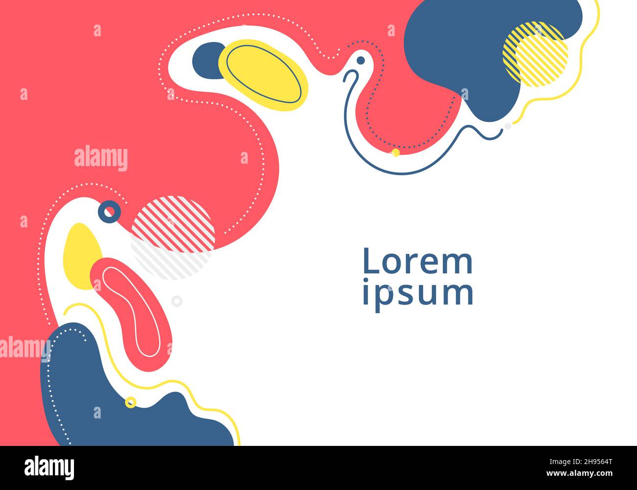 Fondo astratto liquido organico forma onde dinamiche e cerchi, linee su sfondo bianco. Illustrazione vettoriale Illustrazione Vettoriale
