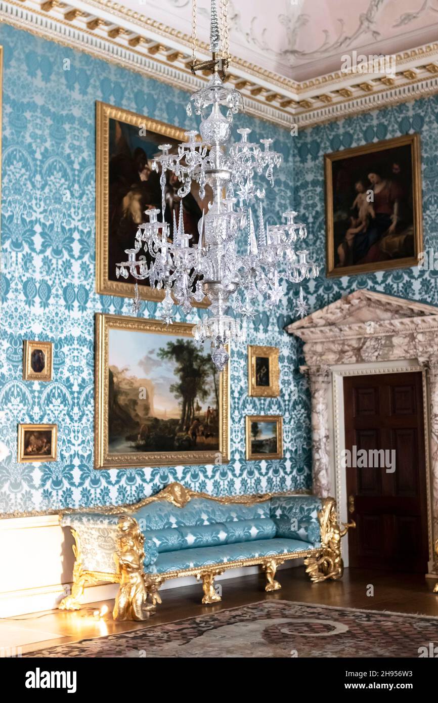 Interni di camere altamente decorate al Kedleston Hall Derbyshire Foto Stock