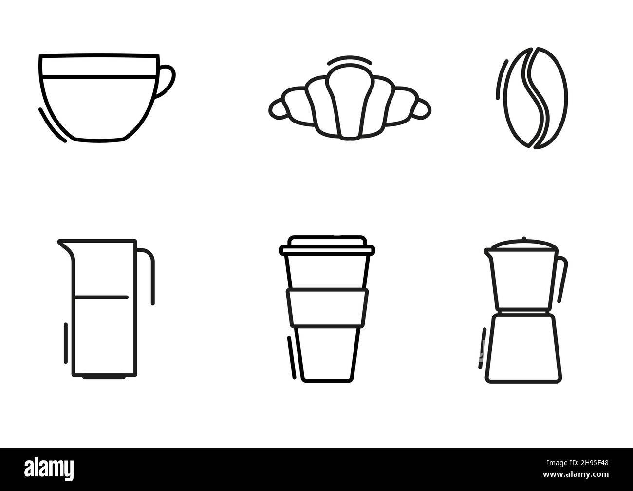 icona del caffè imposta l'icona del vettore line art su sfondo bianco eps Illustrazione Vettoriale