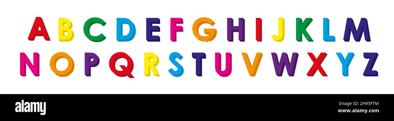 3D COLORATI BAMBINI ALFABETO INGLESE EPS Illustrazione Vettoriale