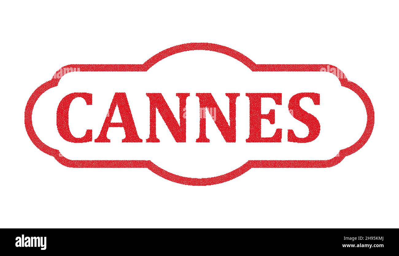 Testo francobollo rosso di Cannes su bianco Illustrazione Vettoriale