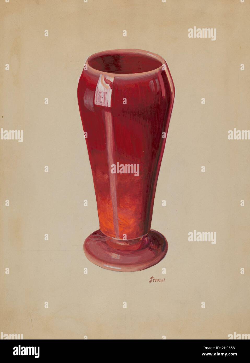 Vaso (vetro opaco rosso), c. 1936. Foto Stock