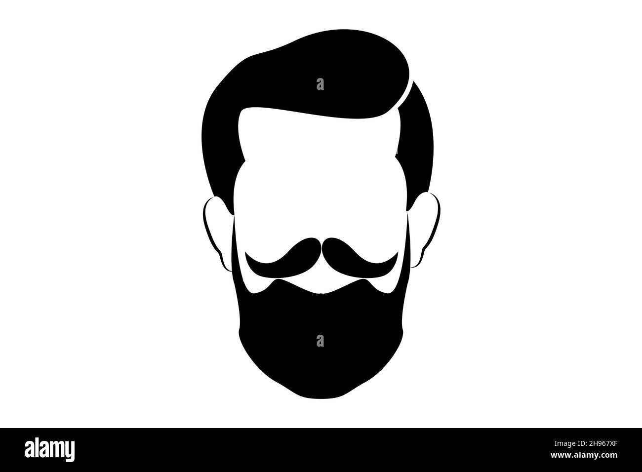 hipster logo ritratto uomo barba stile. Barber shop isolato marchio vintage emblema. Illustrazione vettoriale isolata su sfondo bianco Illustrazione Vettoriale