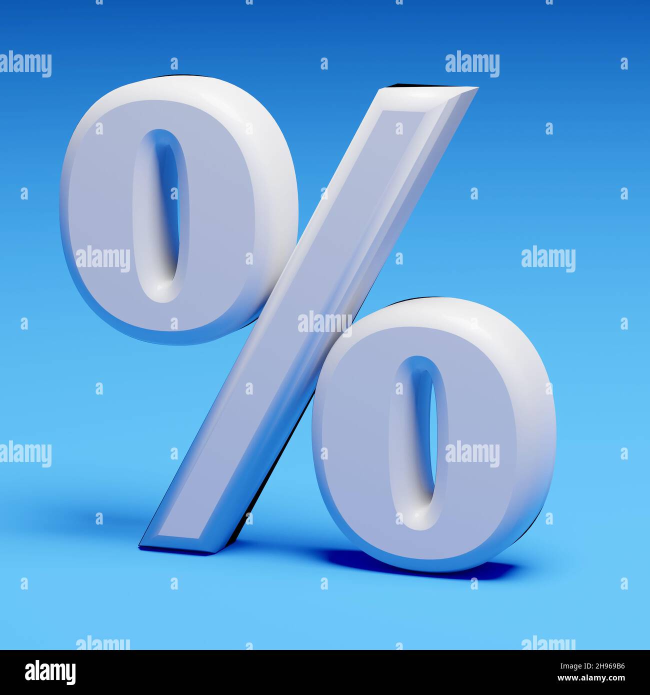 Segno percentuale su sfondo blu. Concetto aziendale. rendering 3d Foto Stock
