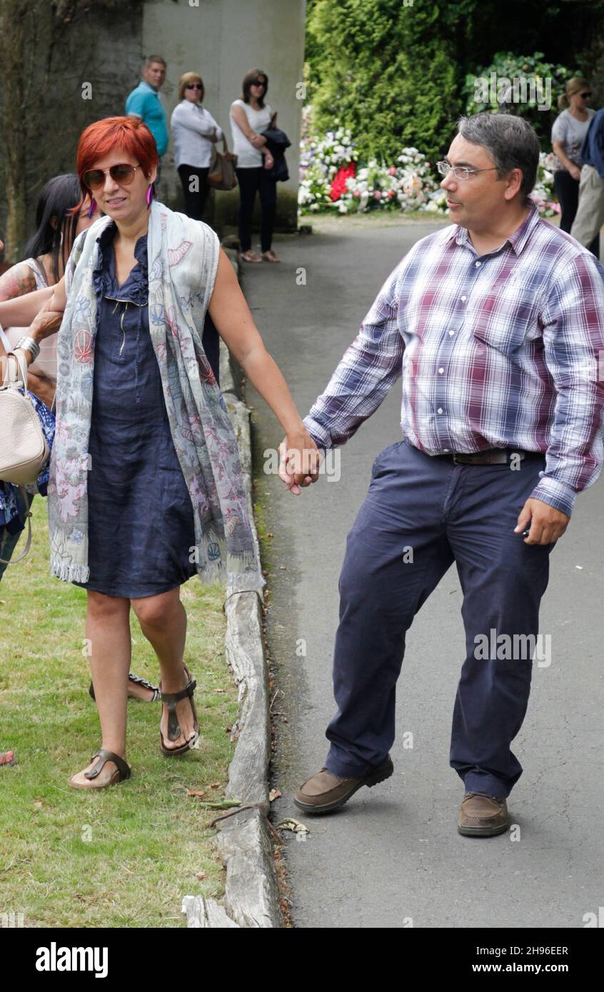 OLEIROS, SPAGNA - AGOSTO 17: Sandra Ortega Mera, figlia di Amancio Ortega e Rosalia Mera, partecipa ai funerali della madre Foto Stock