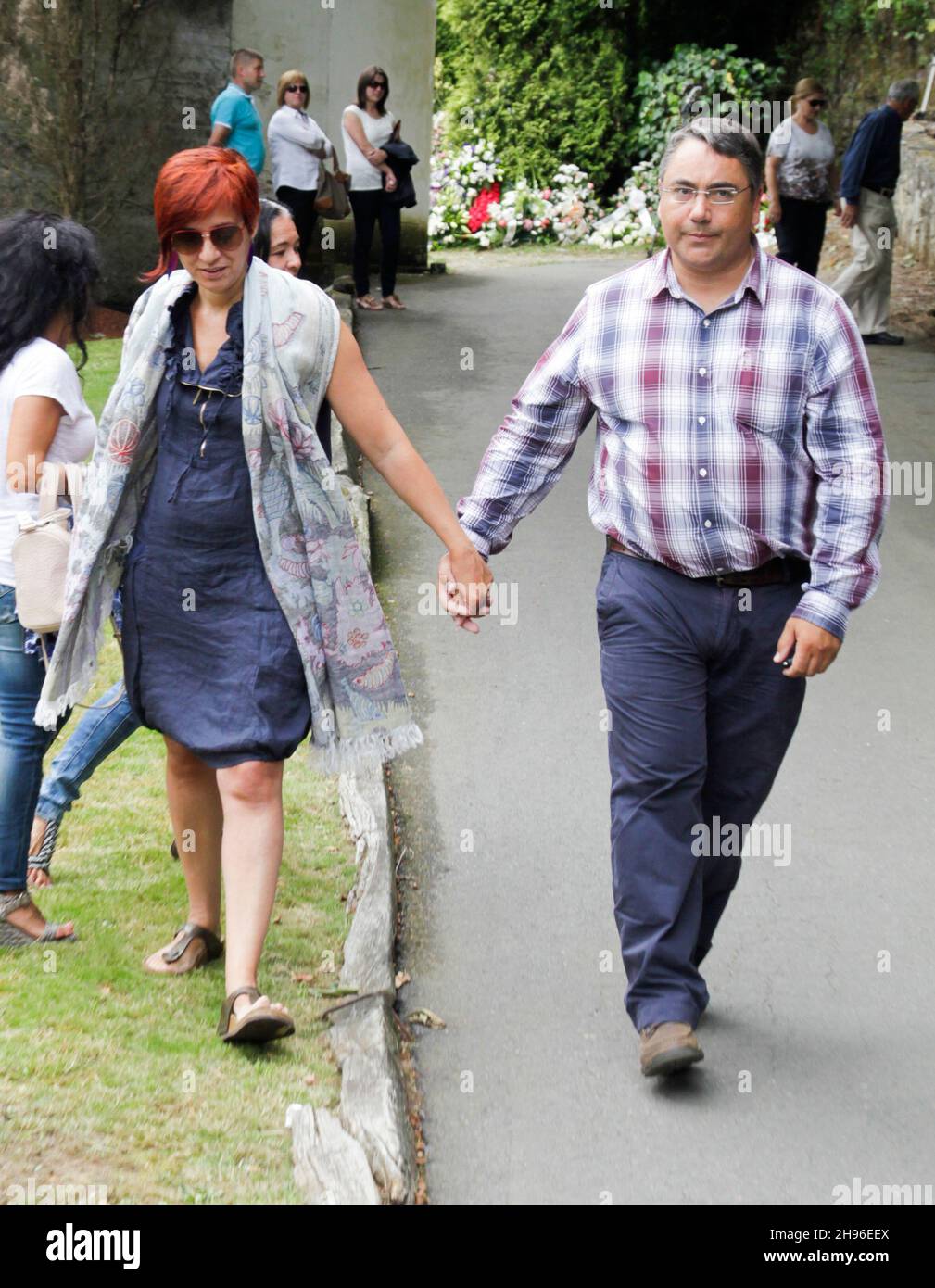 OLEIROS, SPAGNA - AGOSTO 17: Sandra Ortega Mera, figlia di Amancio Ortega e Rosalia Mera, partecipa ai funerali della madre Foto Stock