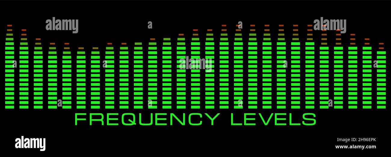 Vibrazioni sonore. Visualizzazione del livello di frequenza dell'equalizzatore grafico. Modello di grafica vettoriale Illustrazione Vettoriale