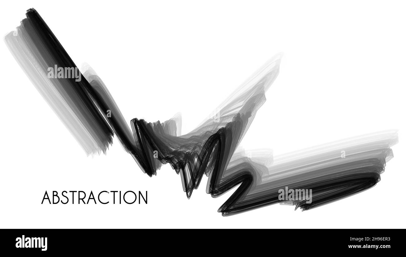 Astratto spruzzi stilizzati in bianco e nero di sottili linee su sfondo bianco. Grafica vettoriale Illustrazione Vettoriale