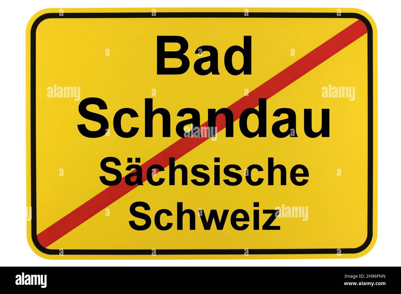 Illustrazione eines Namensschildes von Bad Schandau in Sachsen Foto Stock