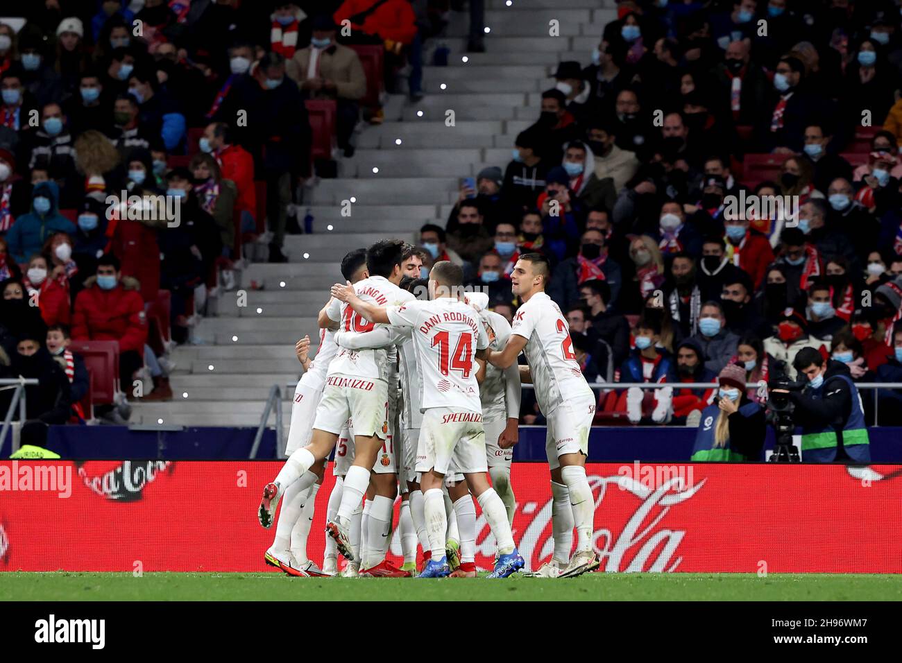 Madrid, Spagna; 04.12.2021.- Atlético de Madrid contro la partita di calcio RCD Mallorca 16 la Liga spagnola si è tenuta allo stadio Wanda di Madrid. Giocatore di Maiorca Franco Russo. Punteggio finale 1-2 Goal di Atletico de Madrid Matheos Cunha 68  Goal di Mallorca Franco Russo 80  e prendere Cubo 90 1  Foto: Juan Carlos Rojas/Picture Alliance Foto Stock