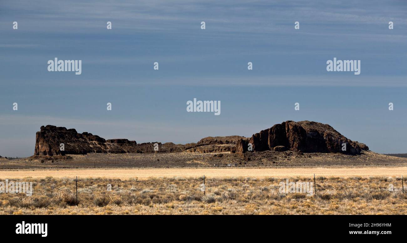 Vista su Fort Rock, Oregon Foto Stock