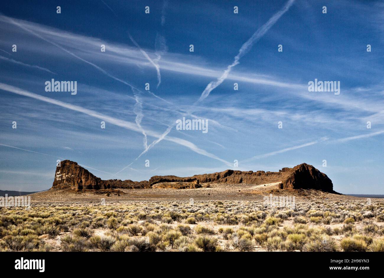 Vista su Fort Rock, Oregon Foto Stock