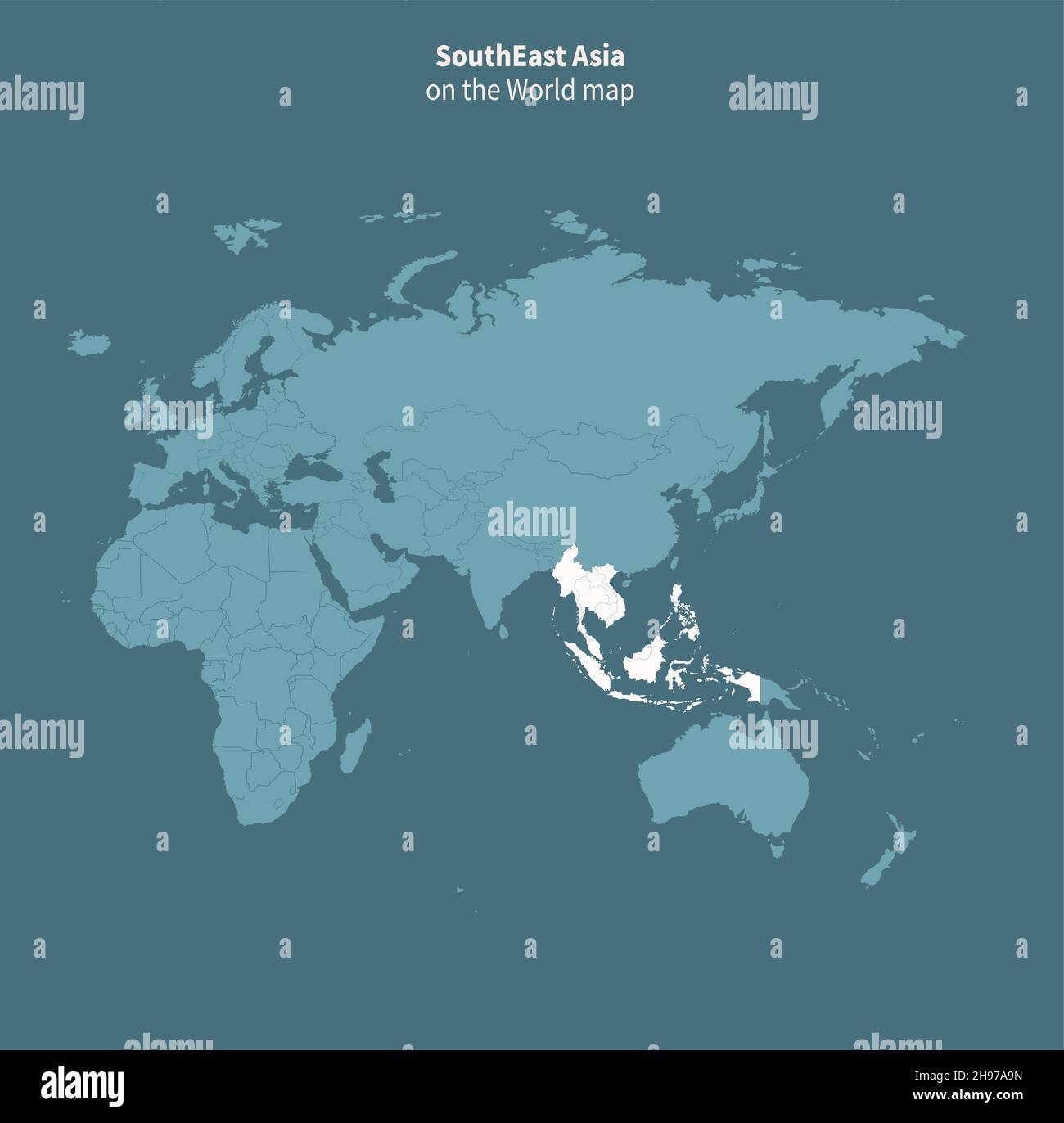 mappa vettoriale asia sud-orientale. mappa del mondo per regione. Illustrazione Vettoriale
