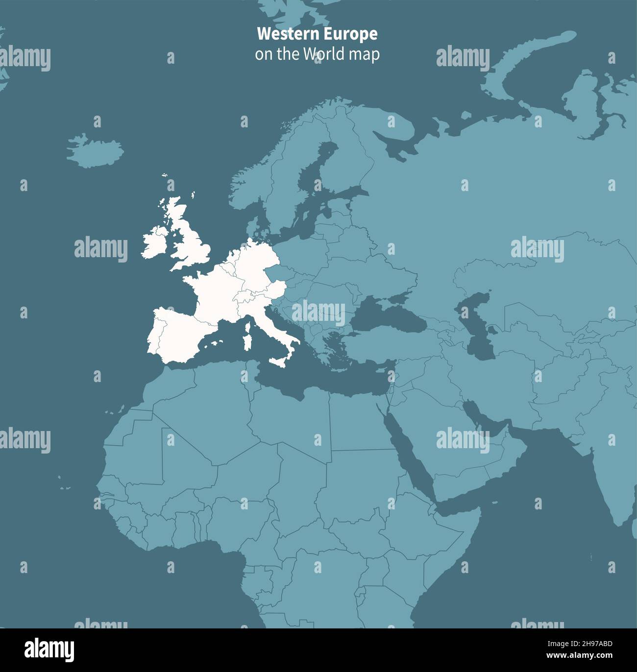 mappa vettoriale europa occidentale. mappa mondiale per regione. Illustrazione Vettoriale