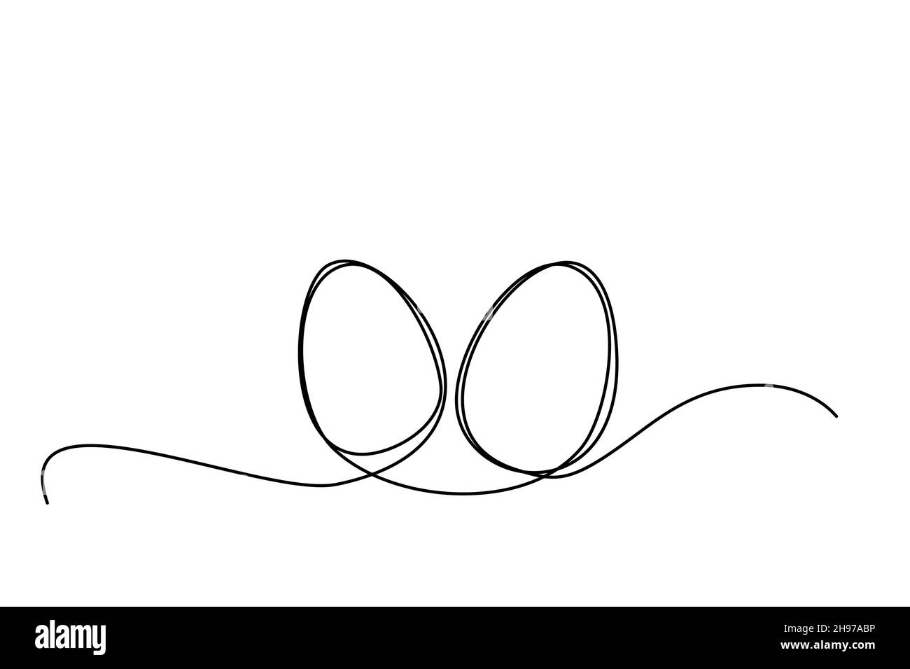 Uova di Pasqua disegno continuo di una linea. Illustrazione vettoriale minimalista. Illustrazione Vettoriale