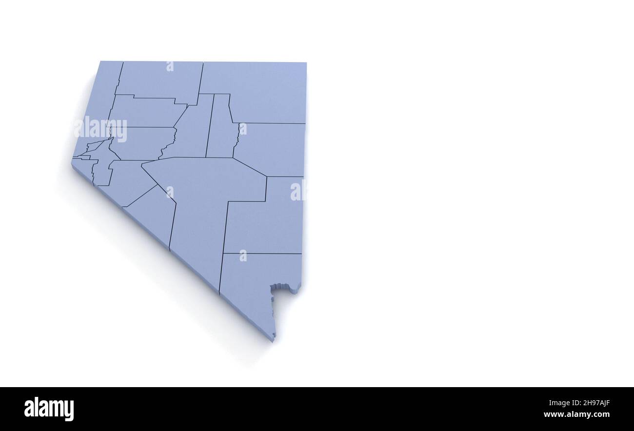 Mappa dello stato del Nevada 3D. Stato 3D rendering impostato negli Stati Uniti. Foto Stock