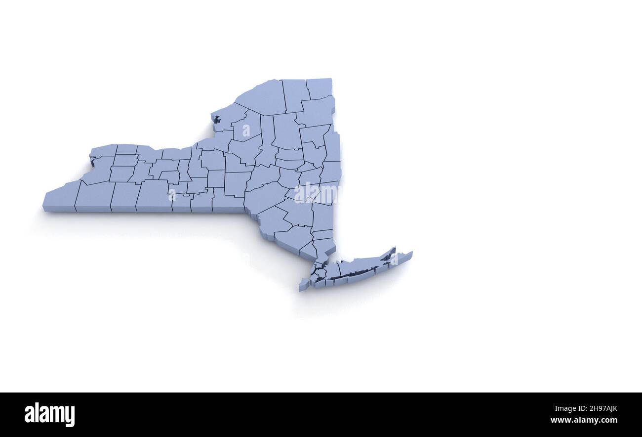 Mappa dello stato di New York 3D. Stato 3D rendering impostato negli Stati Uniti. Foto Stock