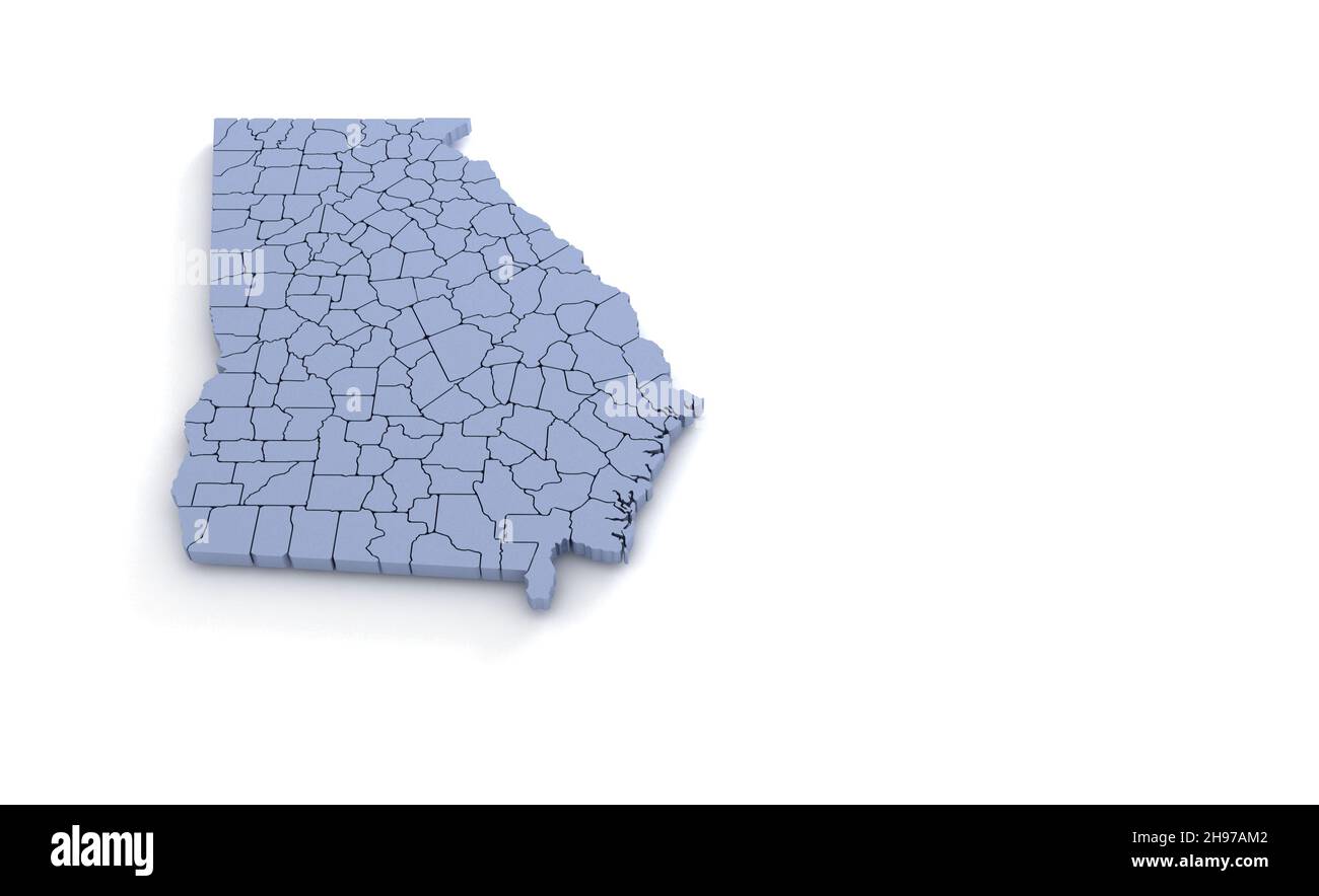 Mappa dello Stato della Georgia 3D. Stato 3D rendering impostato negli Stati Uniti. Foto Stock