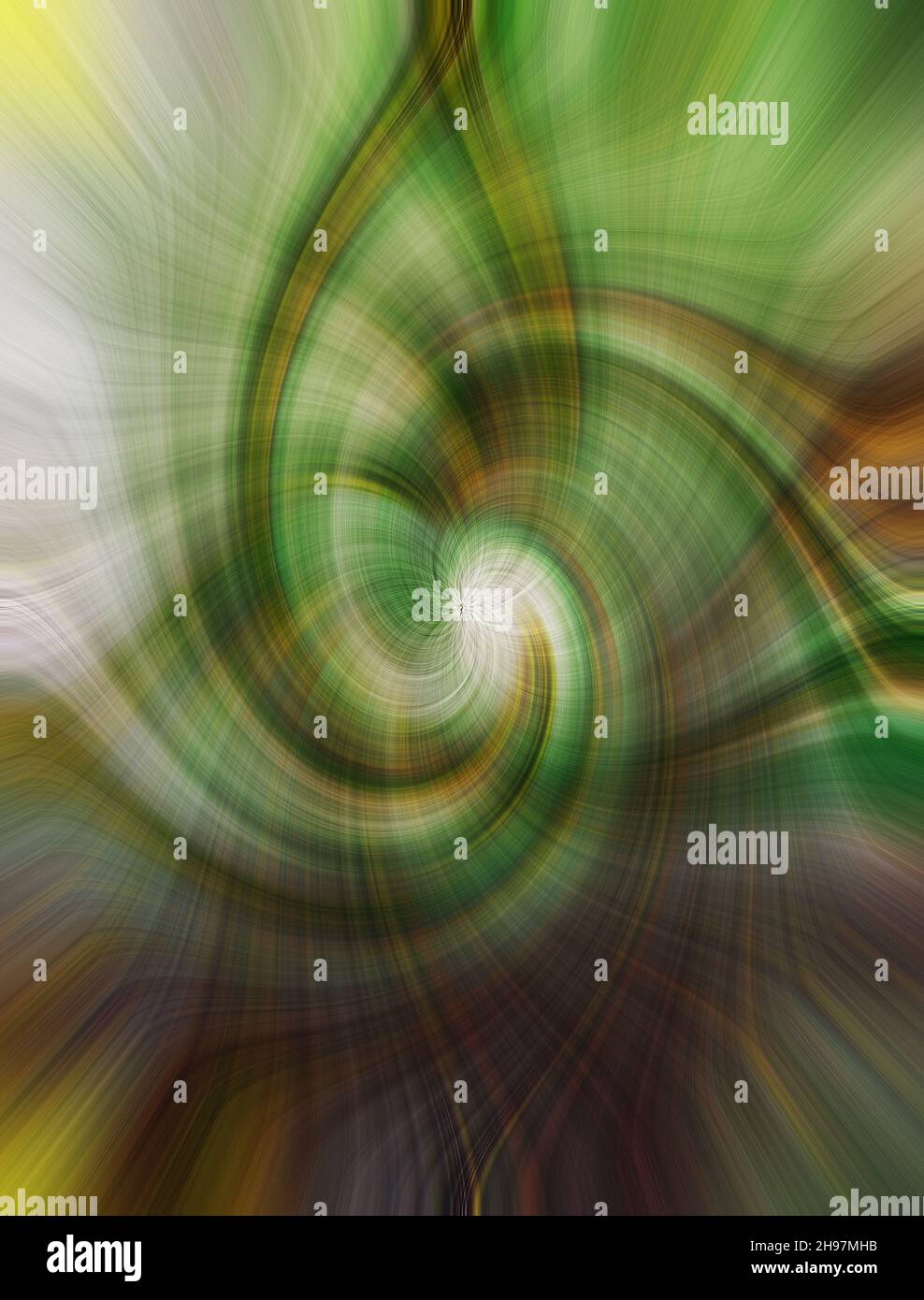 Rendering 3D di uno sfondo a spirale astratto verde e verde Foto Stock