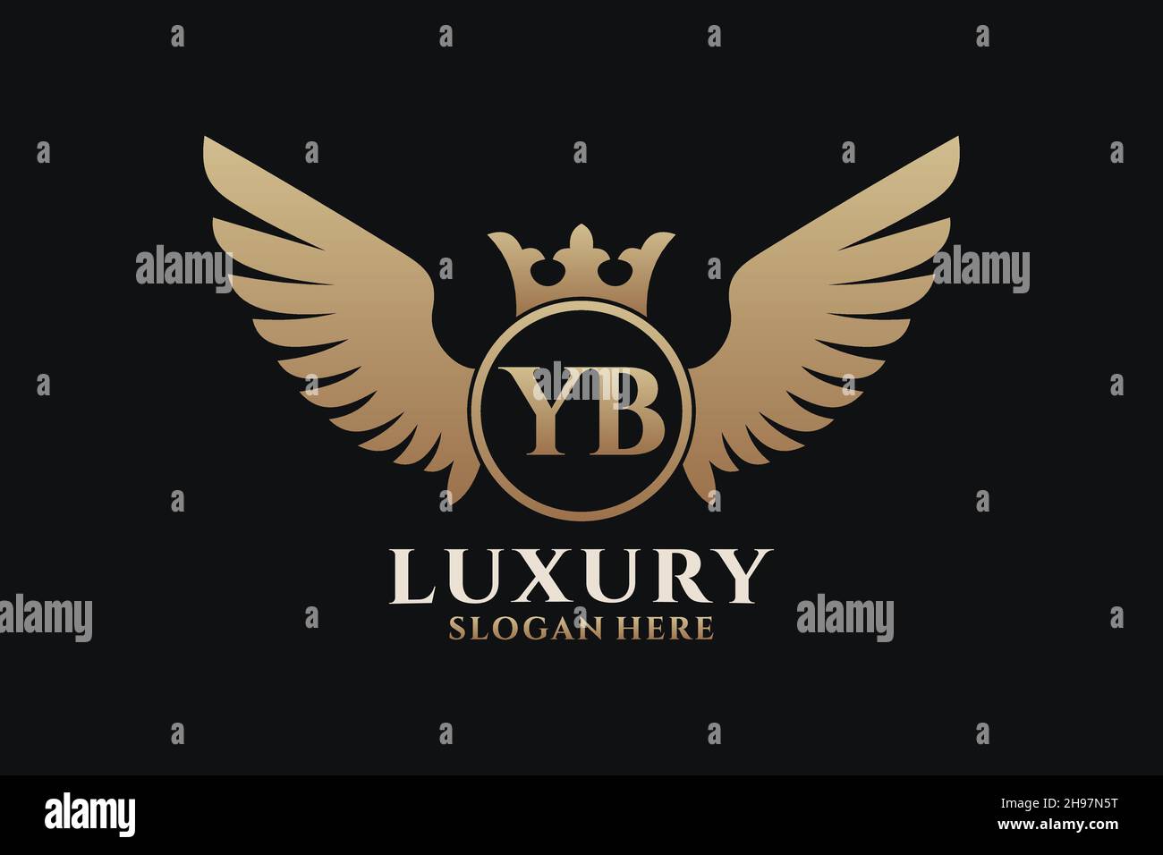 Luxury Royal Wing Letter YB crest Gold color Logo Vector, Victory logo, crest logo, wing logo, Vector logo . Illustrazione Vettoriale