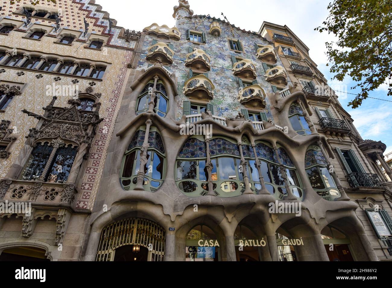 Barcellona, Spagna - 22 Nov, 2021: Facciata di Casa Batllo di Gaudi, Passeig de Gracia, Barcellona, Catalogna (Catalogna), Spagna, Europa Foto Stock